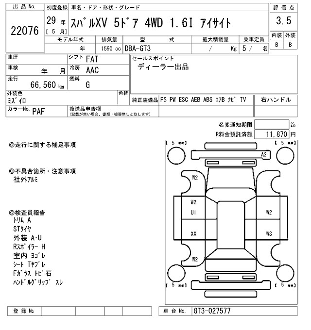 SUBARU SUBARU XV