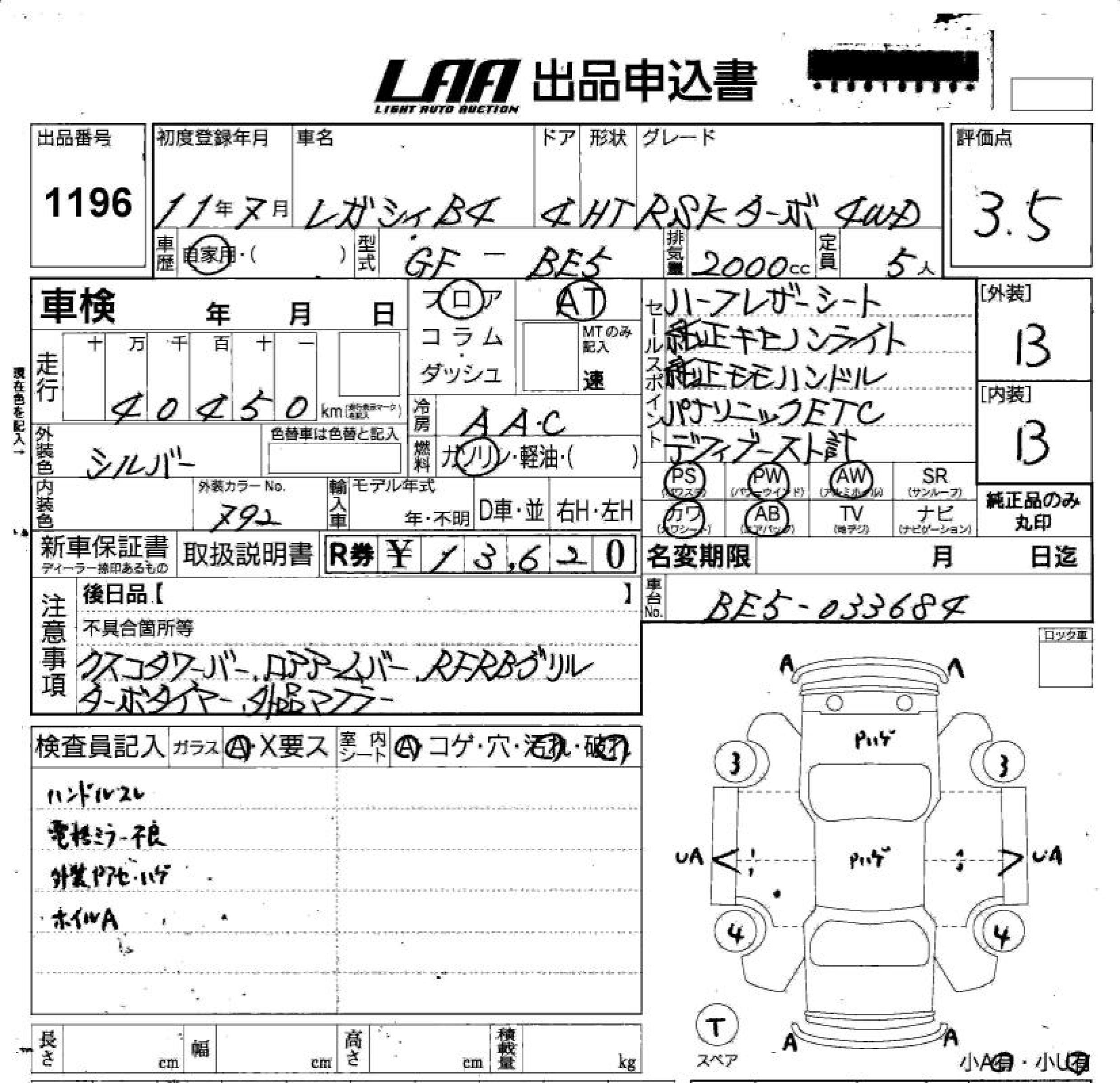 SUBARU LEGACY B4