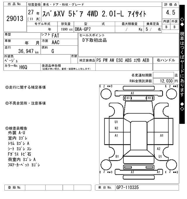 SUBARU SUBARU XV